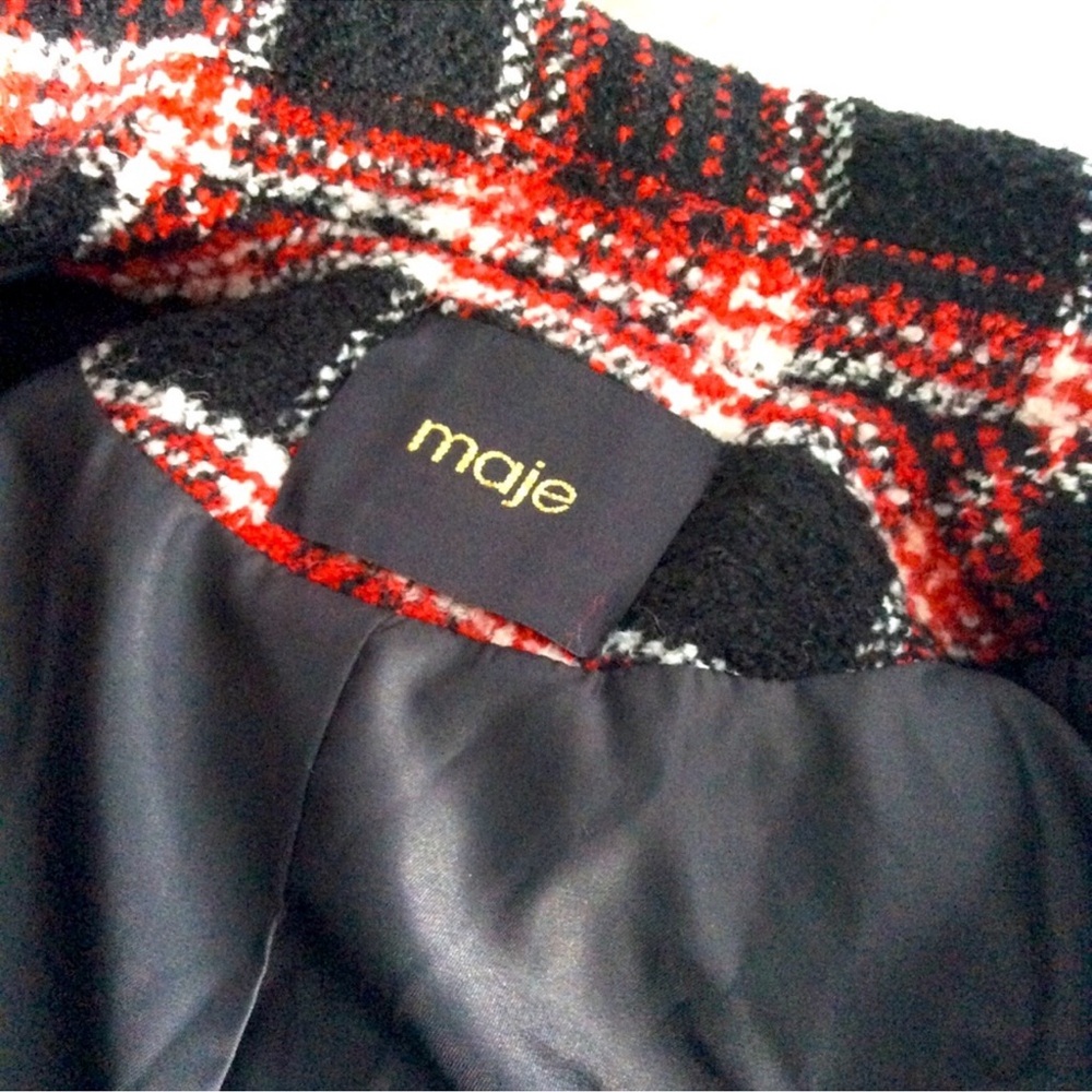 Maje Plaid Blazer with Gold Accents - Picture 3 of 5